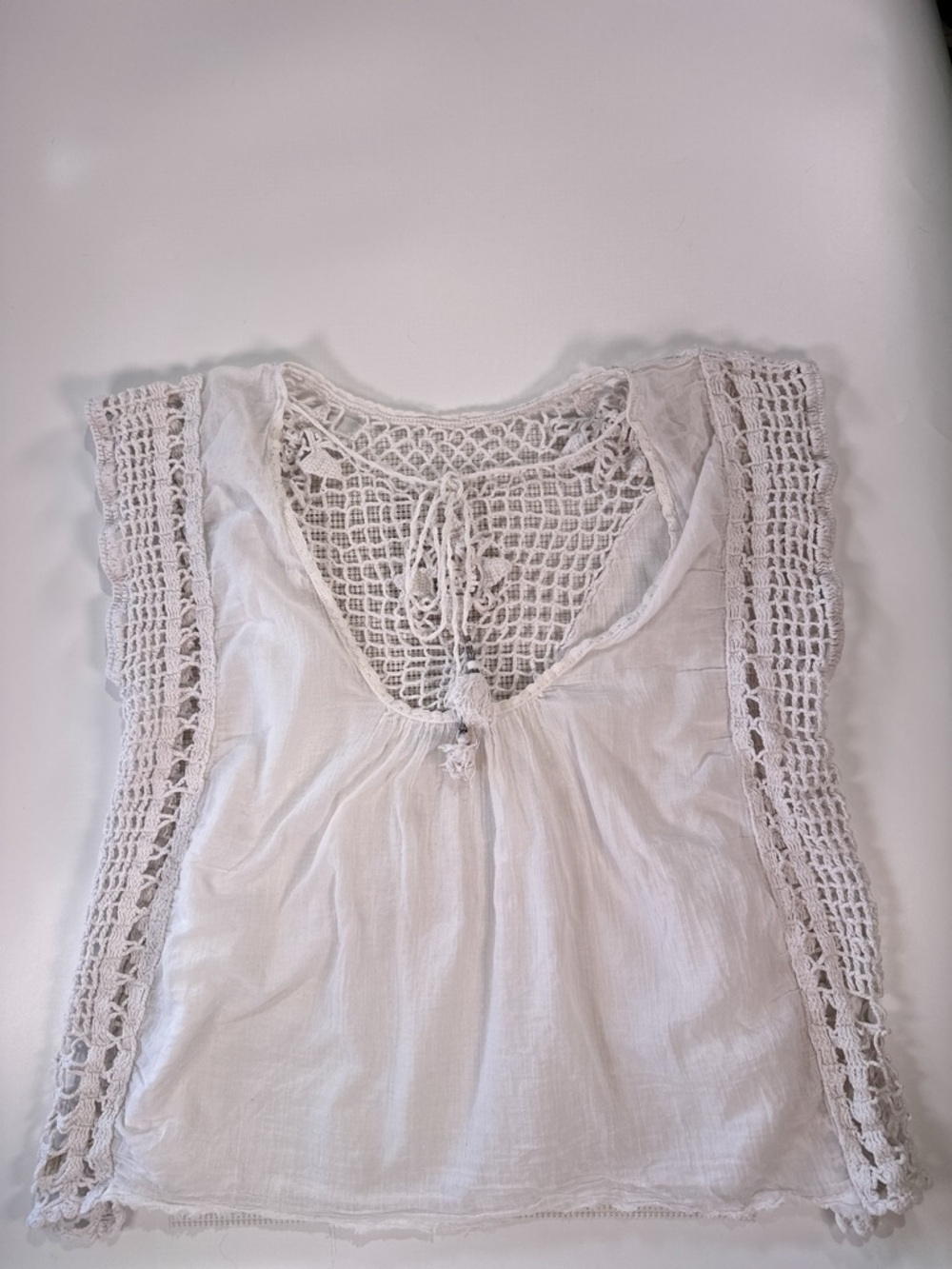 Free People White Crochet Yoke Sleeveless Camisole - Picture 4 of 9